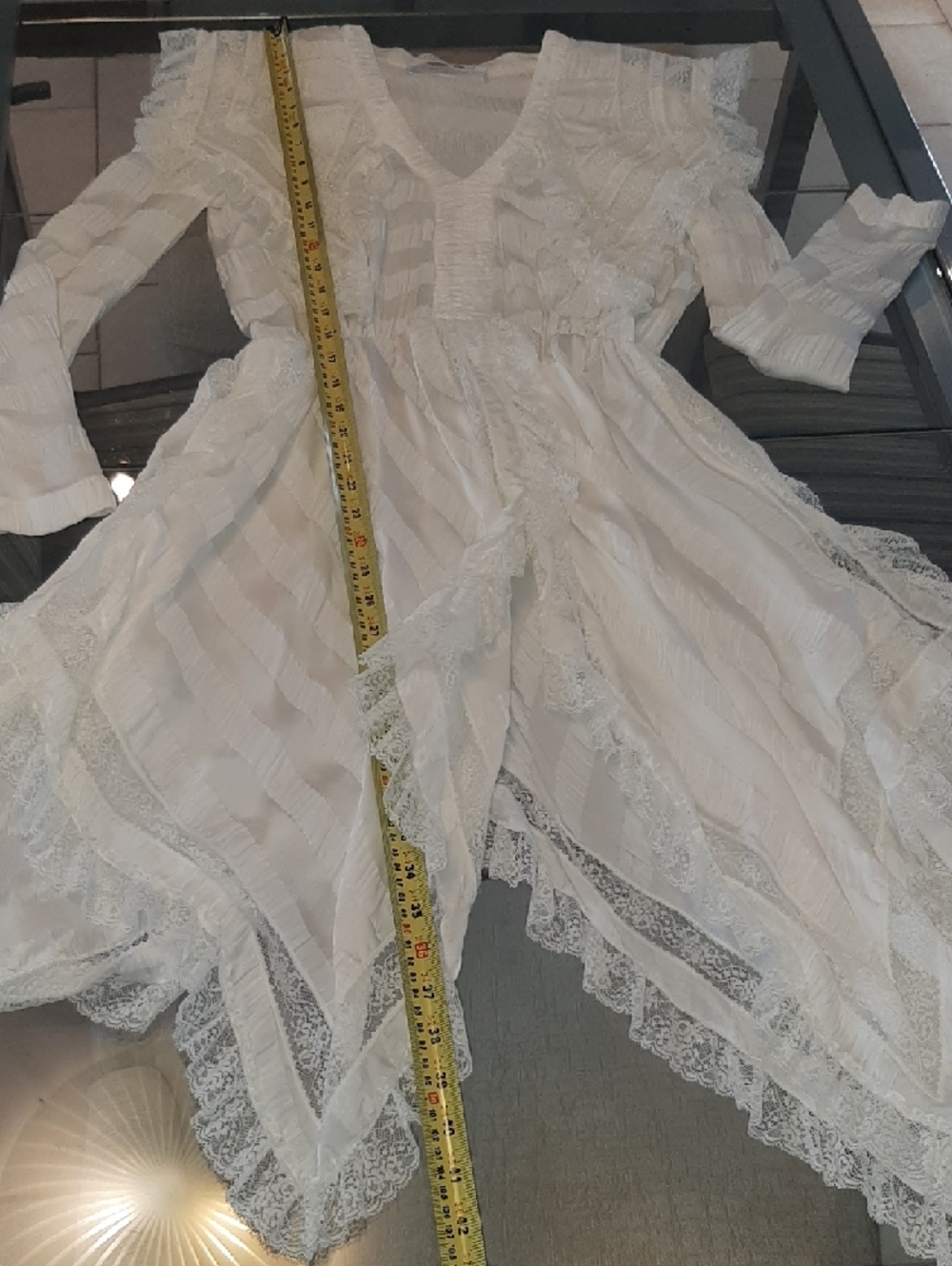 NWOT Orig $1,380 Philosophy🤍di Lorenzo Serafini White Lace Strip High-Low Sz 4 - Picture 15 of 16